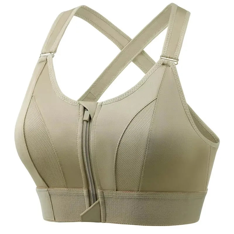 Front-Zip Support Sports Bra