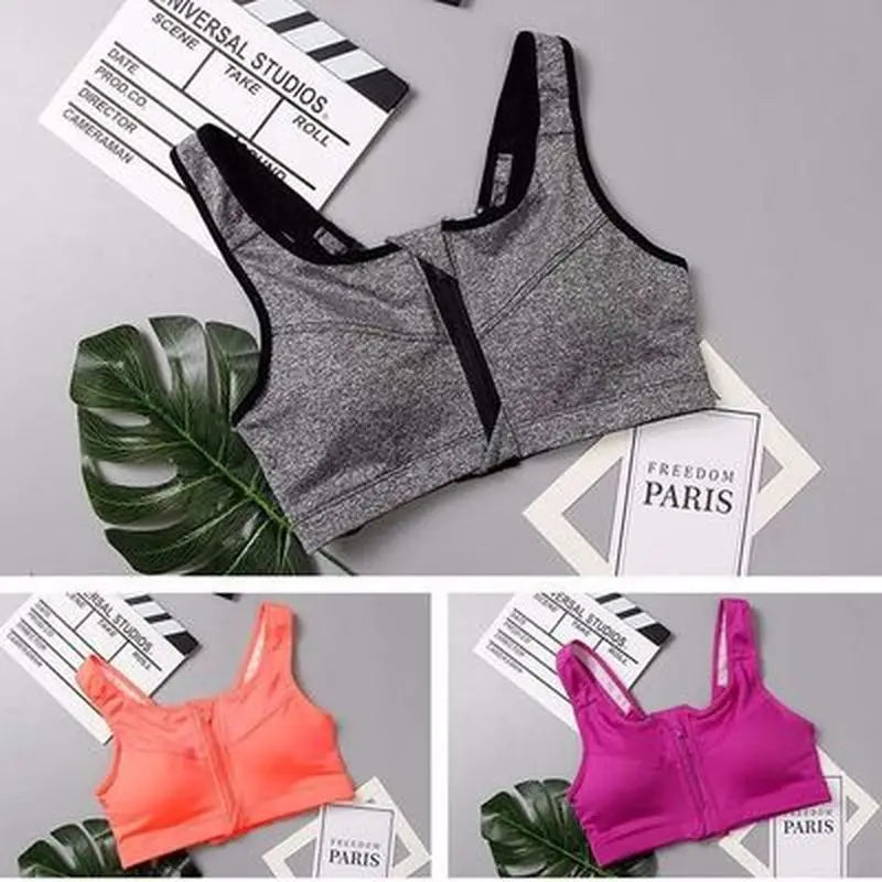 Zipper Shockproof Sports Bra