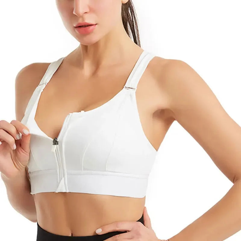 Front-Zip Support Sports Bra