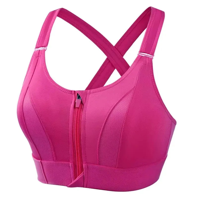 Front-Zip Support Sports Bra