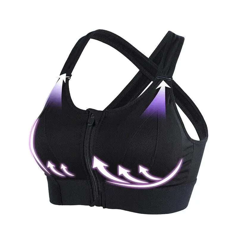 Front-Zip Support Sports Bra