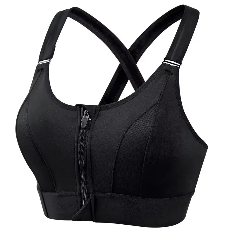 Front-Zip Support Sports Bra
