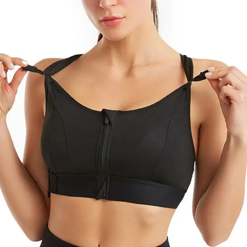 Front-Zip Support Sports Bra