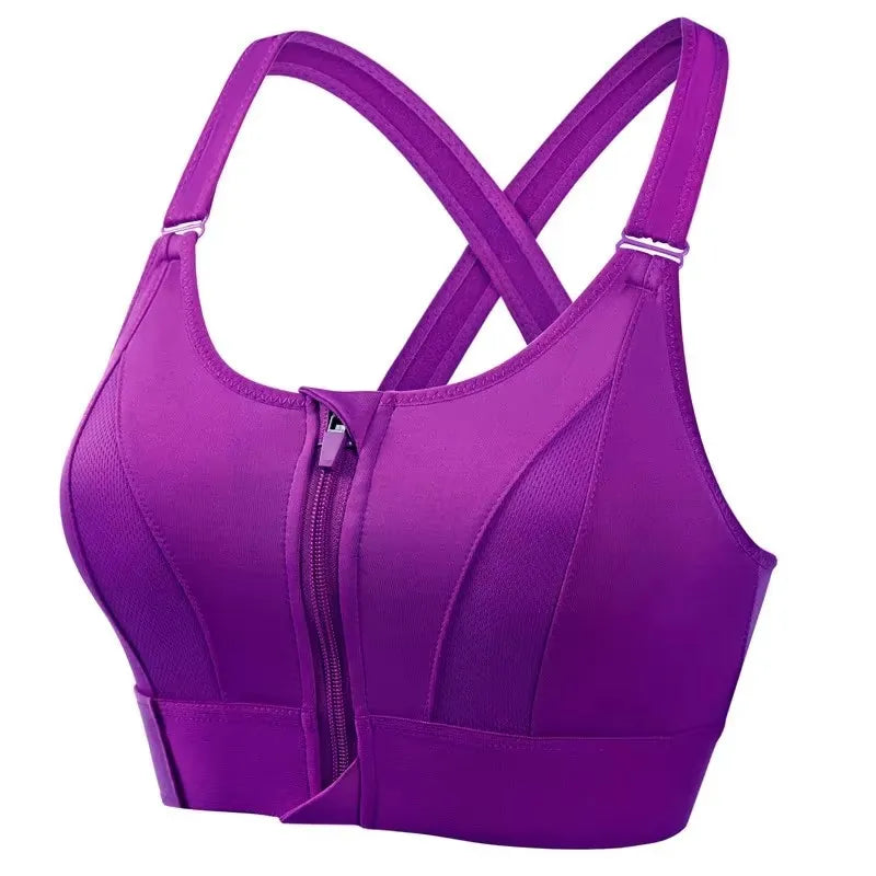 Front-Zip Support Sports Bra