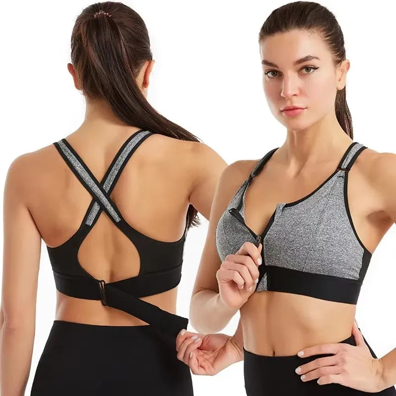 Front-Zip Support Sports Bra