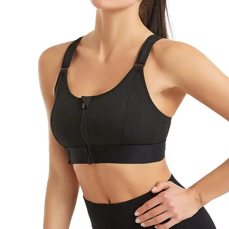 Front-Zip Support Sports Bra