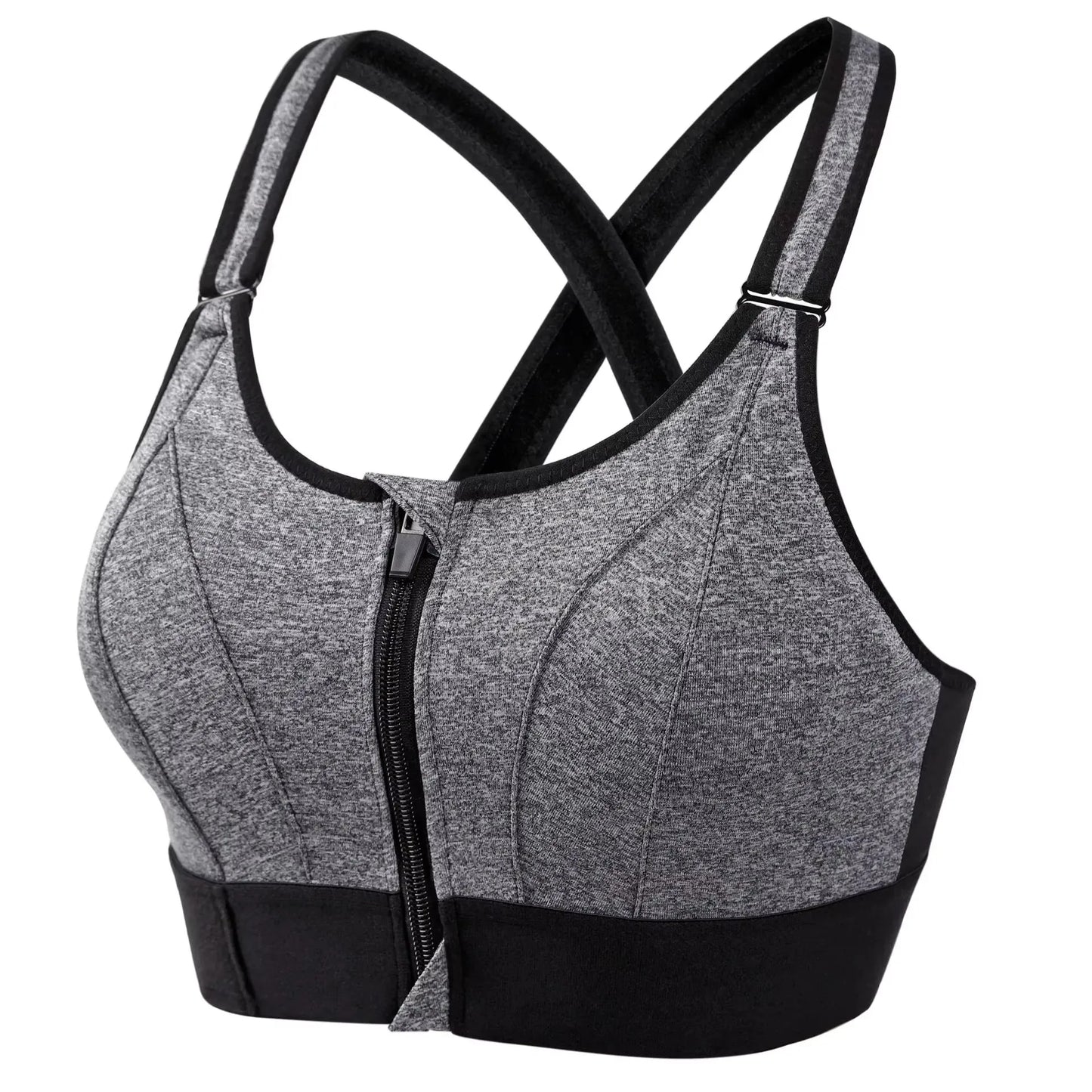 Front-Zip Support Sports Bra