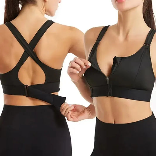 Front-Zip Support Sports Bra