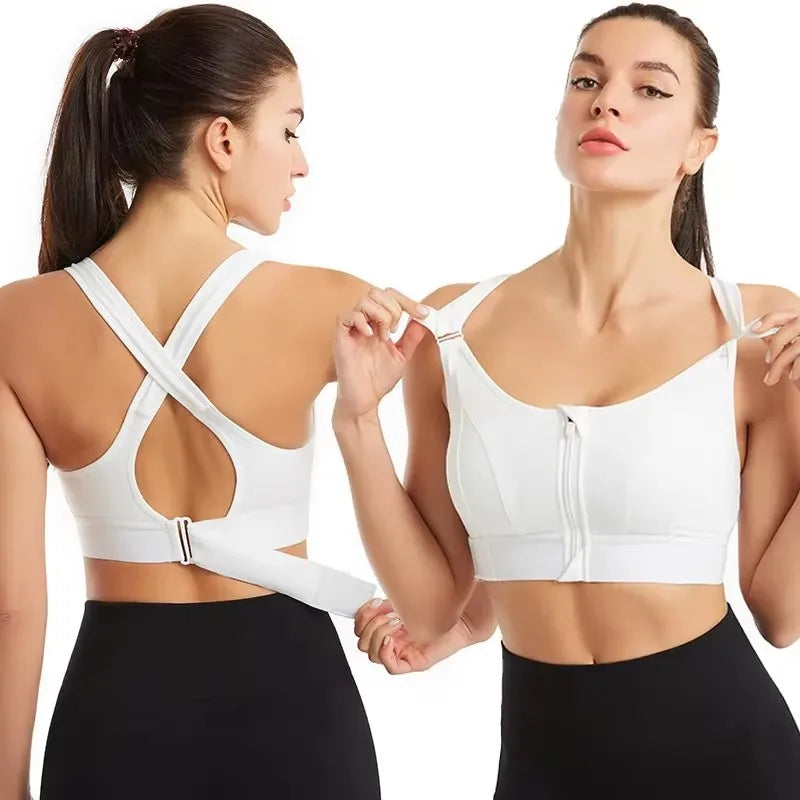 Front-Zip Support Sports Bra